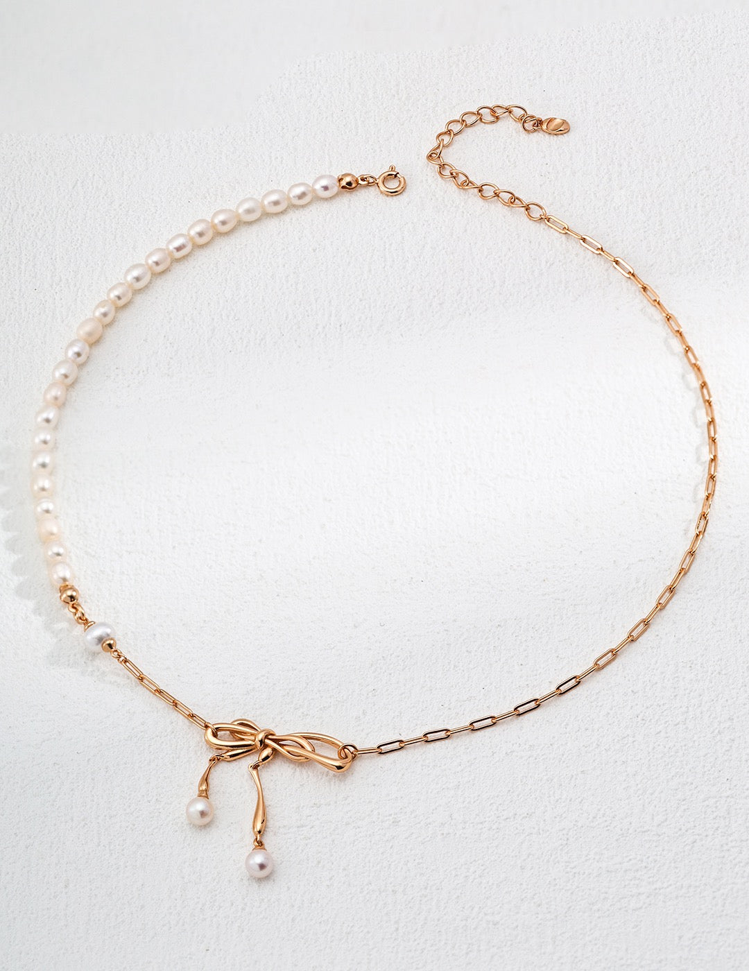 Sterling Pearl Bow Necklace