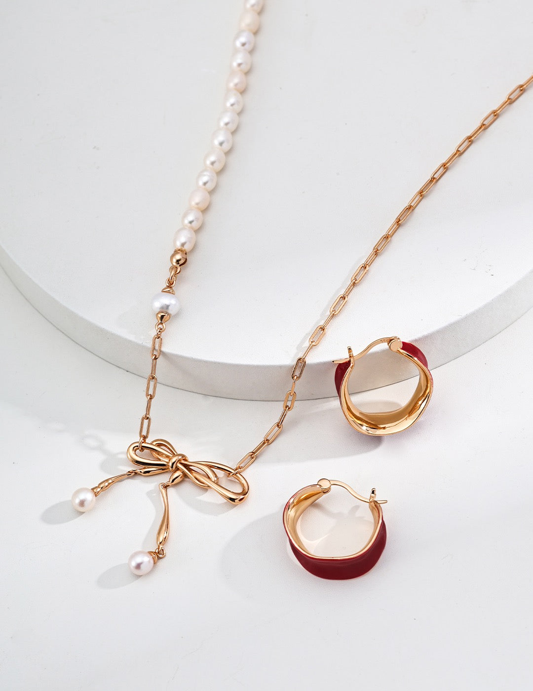 Sterling Pearl Bow Necklace