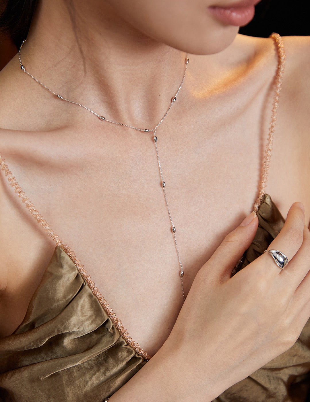 Sleek Long Sterling Silver Chain