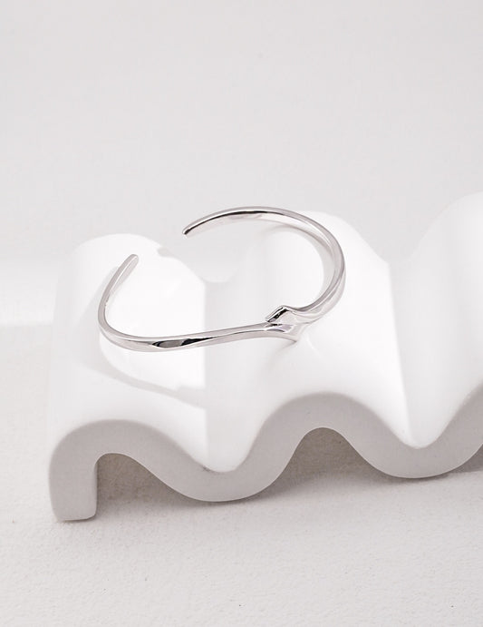Manchette ouverte minimaliste unisexe en argent sterling
