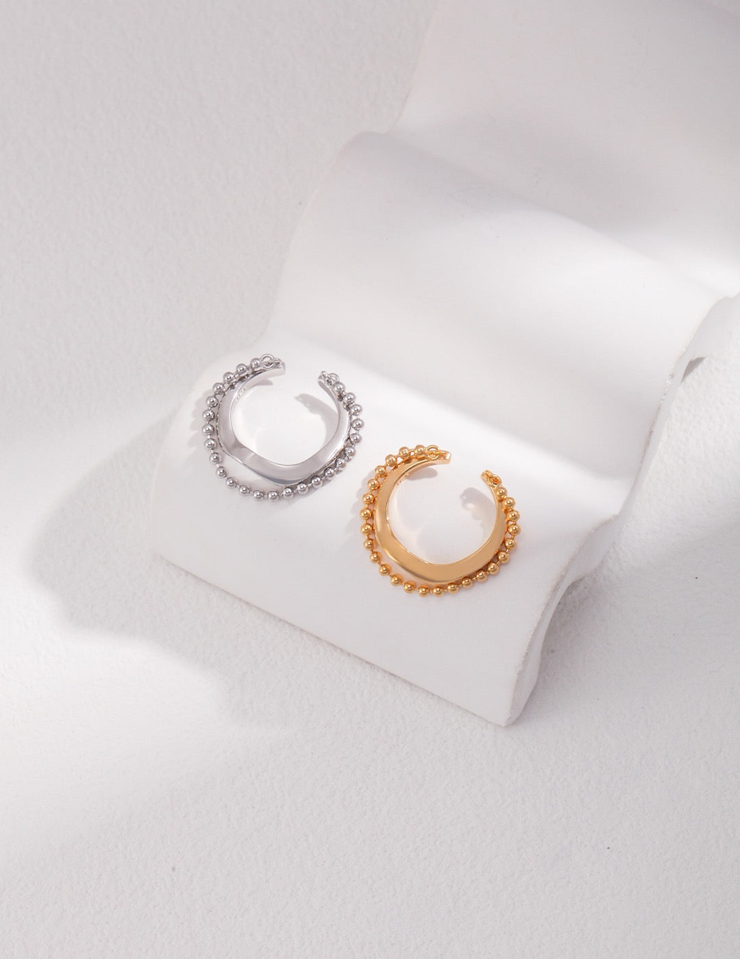 Fluid Dual-Layer Sterling Silver Ring – Sculptural & Stackable