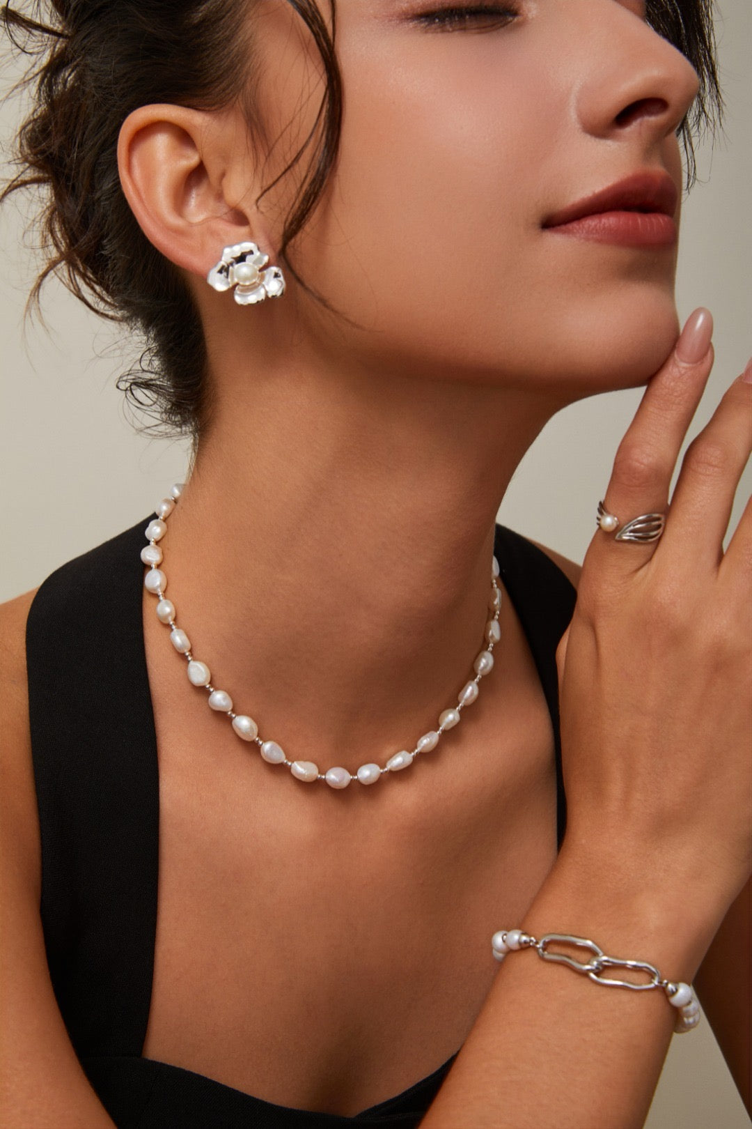Botanical Pearl Earrings – Handcrafted Sterling Silver Blossoms