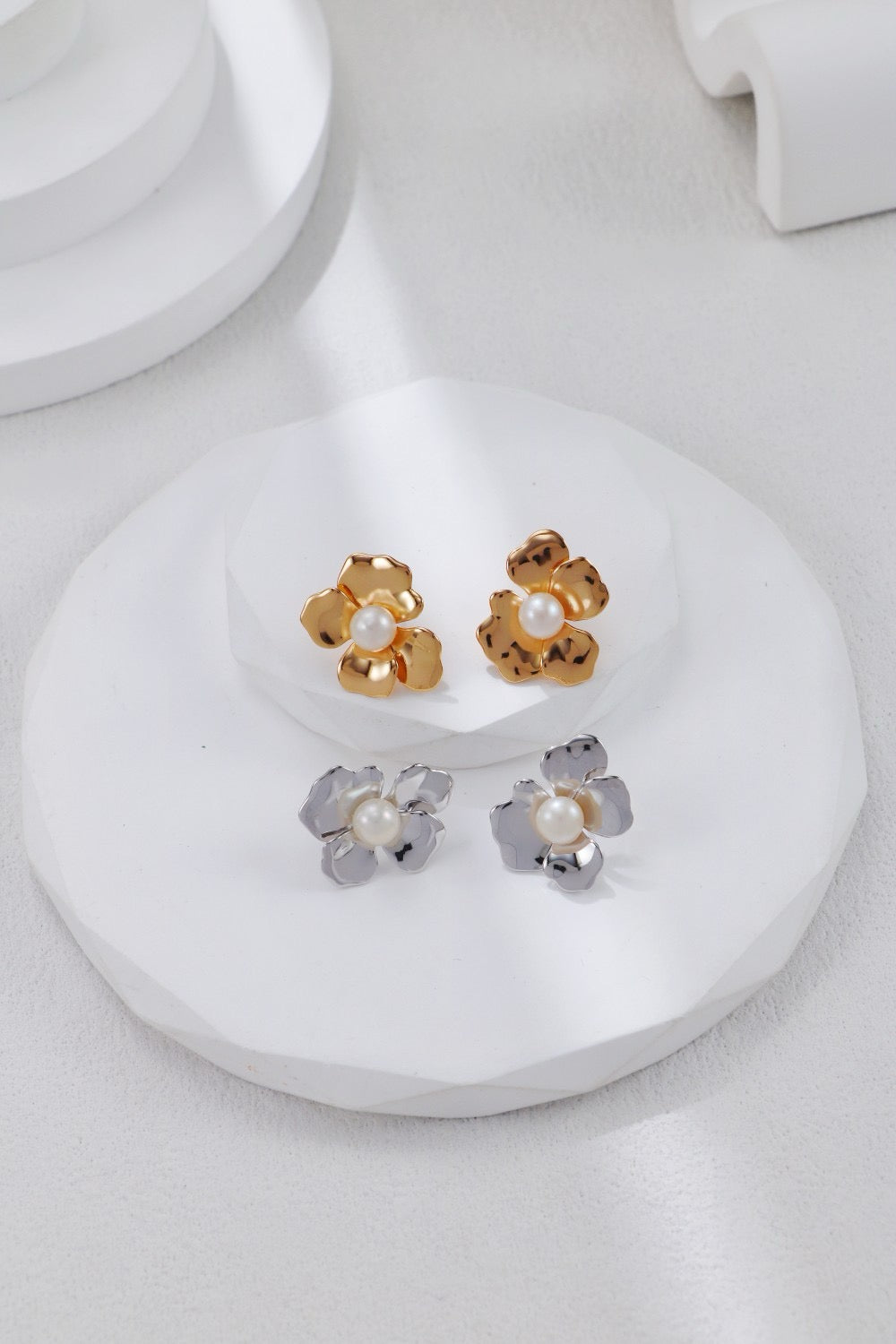 Botanical Pearl Earrings – Handcrafted Sterling Silver Blossoms