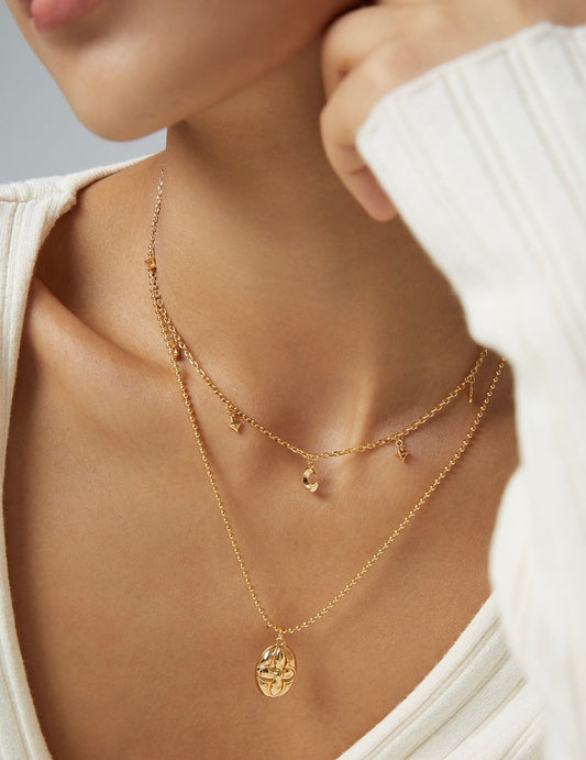 Minimalistische Sterling Silber Halskette Stapelbare Stern Mond Charms
