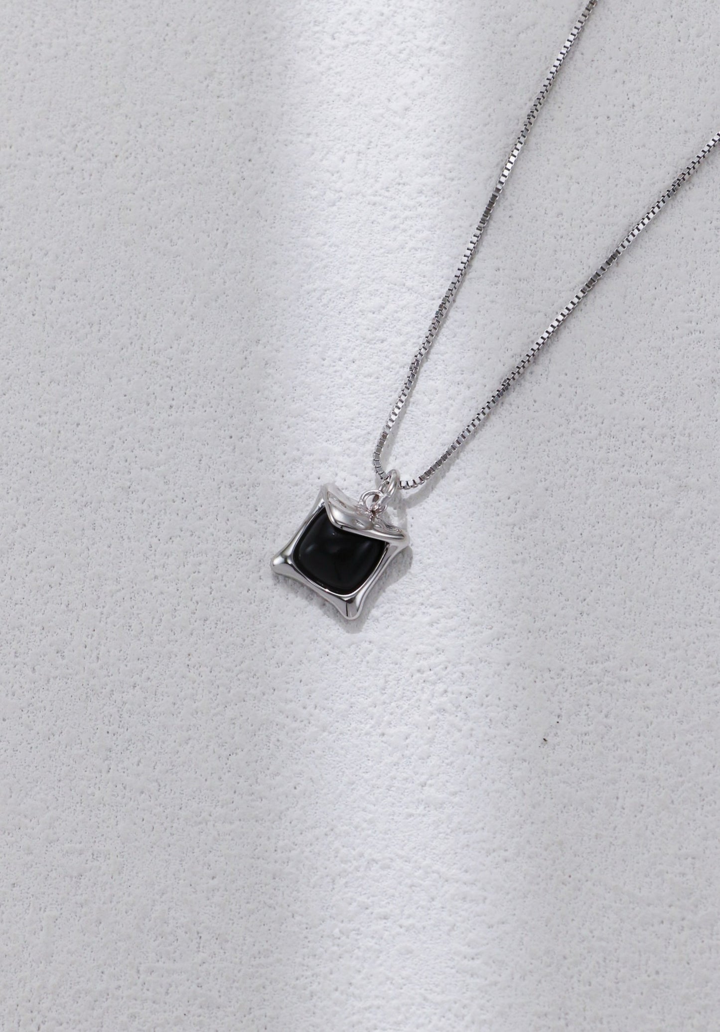 minimalist black onyx sterling necklace with adjustable chain