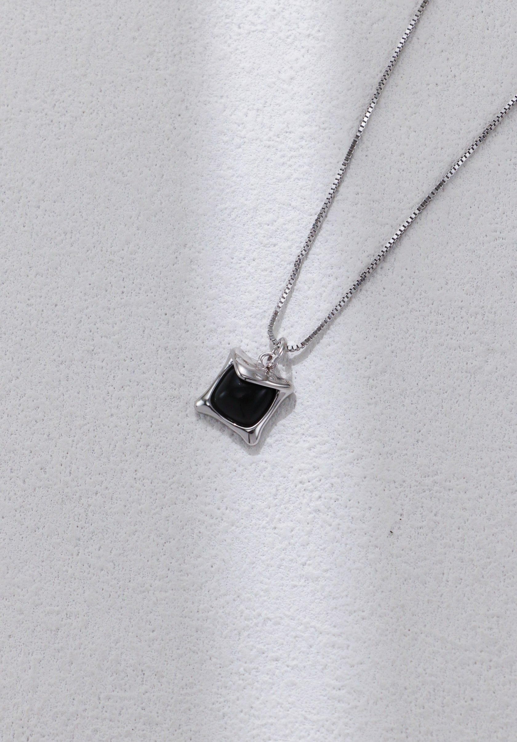 minimalist black onyx sterling necklace with adjustable chain