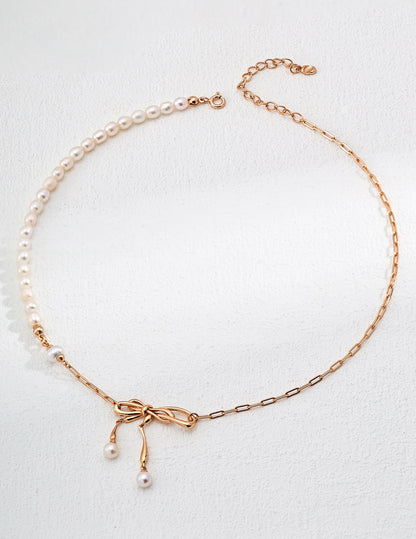 Collier nœud en perles sterling