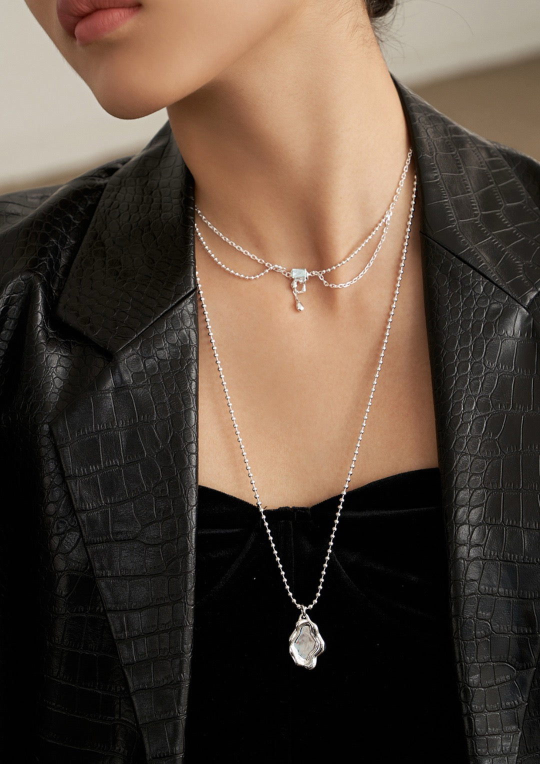 Collier Zen Lakeside – Argent sterling fluide avec chaîne réglable