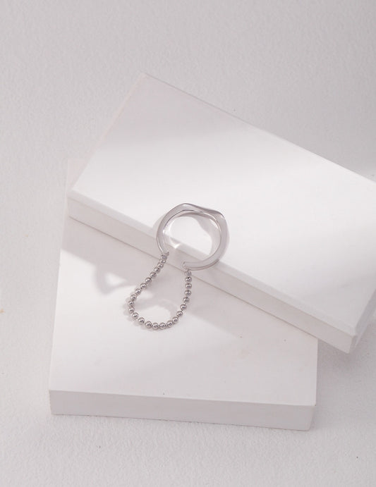 Fluid design minimalist double layer sterling silver ring ethically